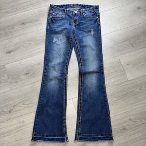 Rue 21 Pants Womens 27 Blue Denim Jeans Mid Rise Boot Medium Wash Cotton Blend